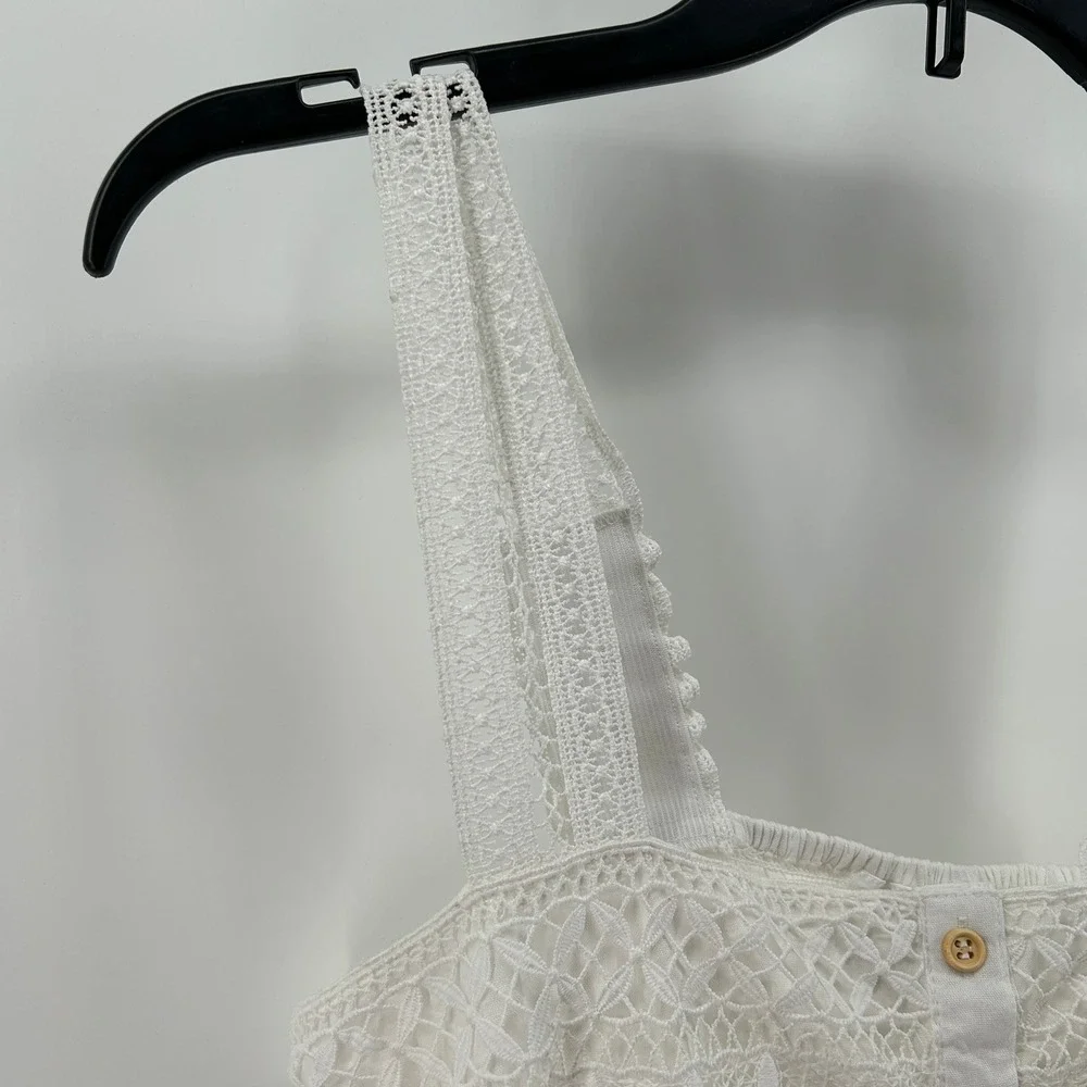 Goa Beachwear by Japna White Lace Crochet Crop Top XL NWT Boho Festival Coastal - Picture 2 of 12